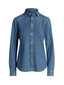 Camicie Donna Ralph Lauren - Ls Crlte St Long Sleeve Button Front Shirt - Blu