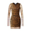 Vestiti casual Donna MOSCHINO JEANS - Abito Tulle Stampa Tigre - Marrone