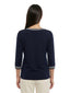 T-shirt Donna Maria Bellentani - T-Shirth M3/4 Con Profili In Maglia - Blu