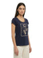 T-shirt Donna Maria Bellentani - T-Shirt M/C Scollo Profondo Con Ricamo - Blu
