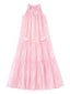 Vestiti casual Donna Hanita - Abito Scollo America Con Balze +Laccetti Con Fiori - Rosa