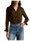 Bluse e camicie Donna Ralph Lauren - Classic Long Sleeve Button Front Shirt - Marrone