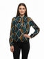 Bluse Donna 1One - Oscar Blusa Jabot Geometric Macro Satin - Multicolore