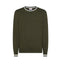 Felpe senza cappuccio Uomo Sun68 - Sweater Stripes On Cuff L/S - Verde militare