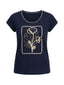 T-shirt Donna Maria Bellentani - T-Shirt M/C Scollo Profondo Con Ricamo - Blu