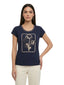 T-shirt Donna Maria Bellentani - T-Shirt M/C Scollo Profondo Con Ricamo - Blu