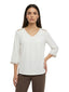 T-shirt Donna Maria Bellentani - T-Shirth M3/4 Con Profili In Maglia - Bianco