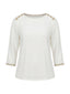 T-shirt Donna Maria Bellentani - T-Shirth M3/4 Con Profili In Maglia - Bianco