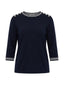 T-shirt Donna Maria Bellentani - T-Shirth M3/4 Con Profili In Maglia - Blu