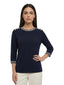 T-shirt Donna Maria Bellentani - T-Shirth M3/4 Con Profili In Maglia - Blu