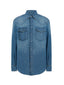 Camicie casual Uomo Dondup - Camicia Regular In Denim Blu Fisso - Blu