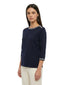 T-shirt Donna Maria Bellentani - T-Shirth M3/4 Con Profili In Maglia - Blu